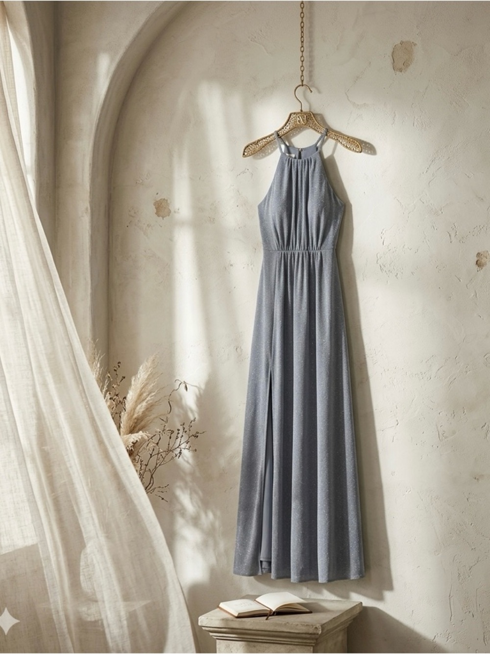 Show Me Your Mumu Amanda Maxi Slit Dress Smoke Medium Bridesmaid NWT